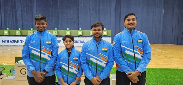 asian shooting cships girish guptas gold helps india end opening day at shymkent with two gold three silver