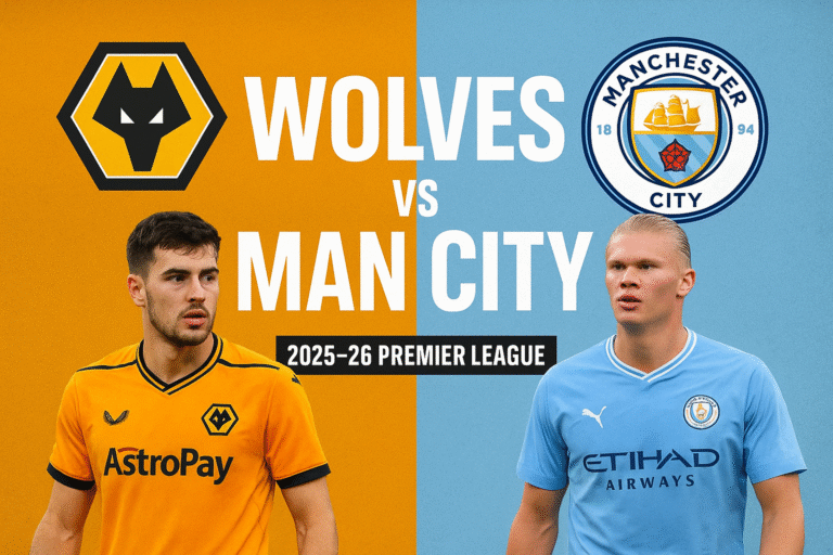 Wolves and Manchester City players at Molineux Stadium in Premier League opener
