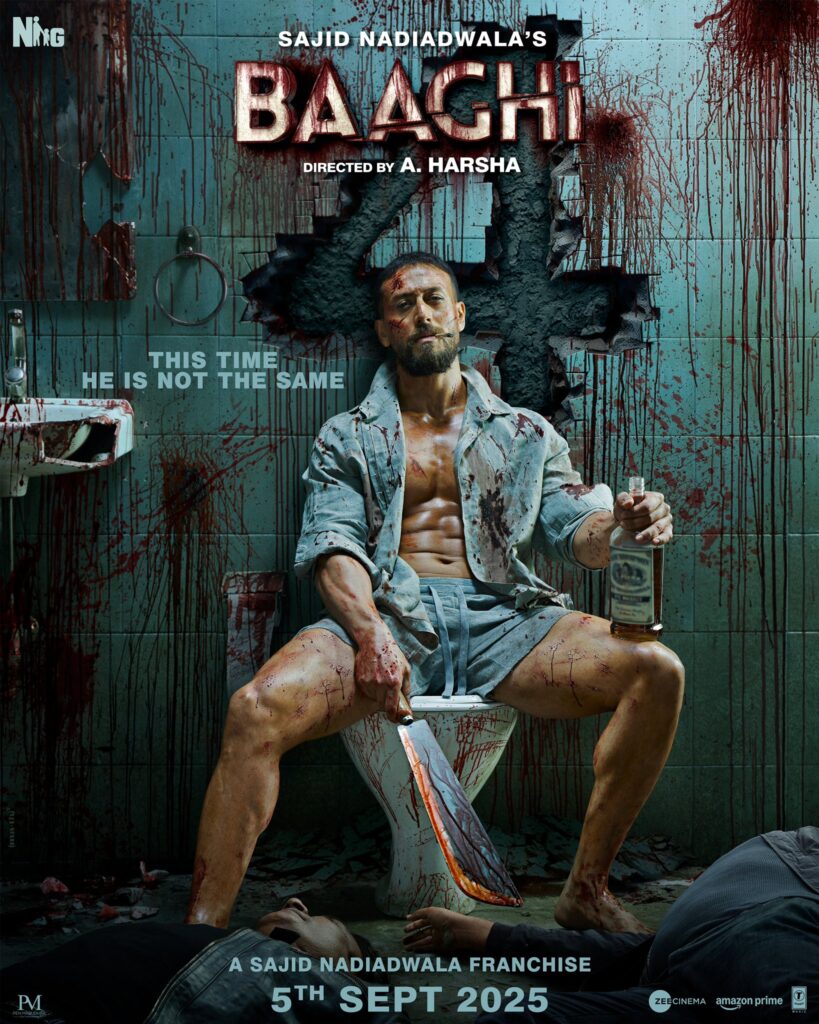 Baaghi 4 poster featuring Tiger Shroff as Ronnie in a high-octane Bollywood action thriller.