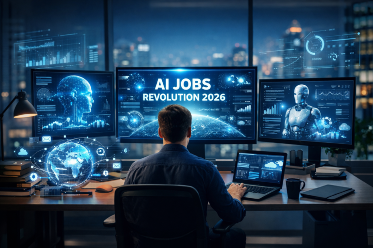 AI Jobs Revolution 2026 future careers remote work and artificial intelligence concept