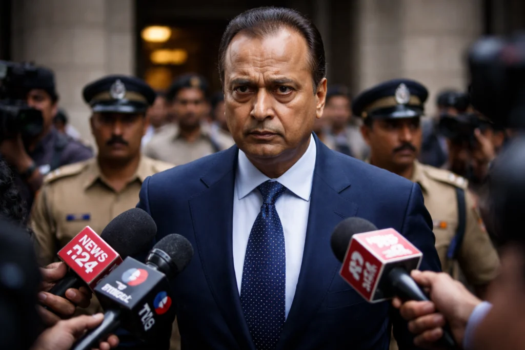 Anil Ambani Fraud Case – Business tycoon speaking to media outside court amid CBI investigation