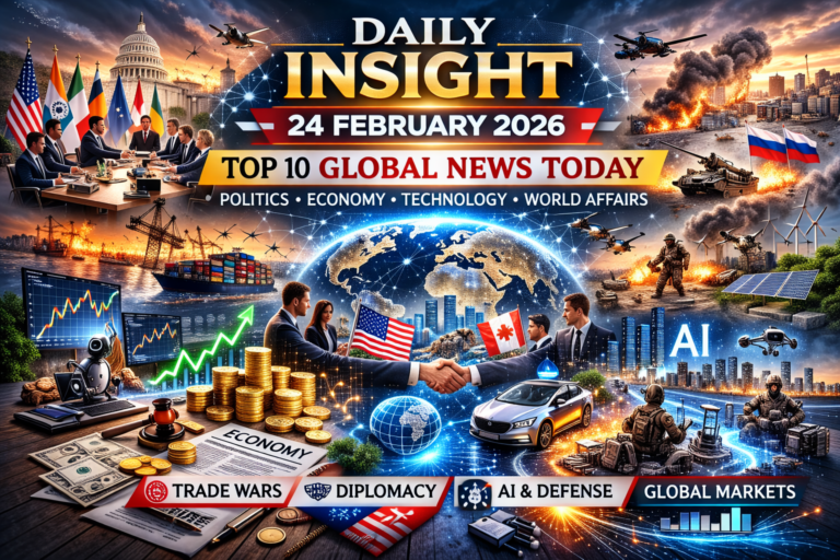 Global News Today Daily Insight 24 February 2026 world headlines politics economy AI technology global markets