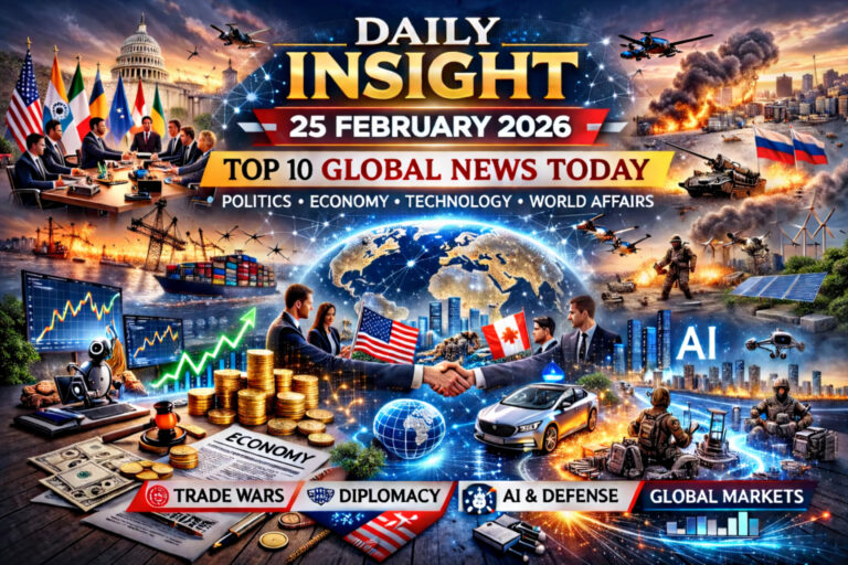Breaking Global Updates 25 February 2026 international headlines AI trade economy diplomacy world news