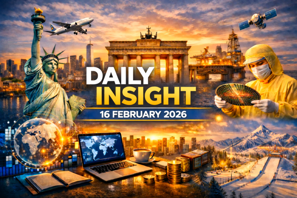 Daily Insight 16 February 2026 global news editorial featuring technology innovation, world economy, travel trends and international updates