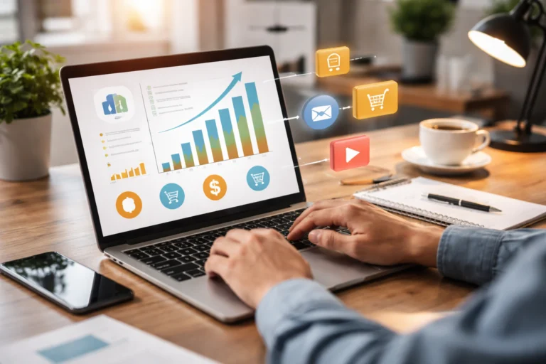 Best online platforms to generate passive income concept shown on laptop with digital income streams and financial growth chart.