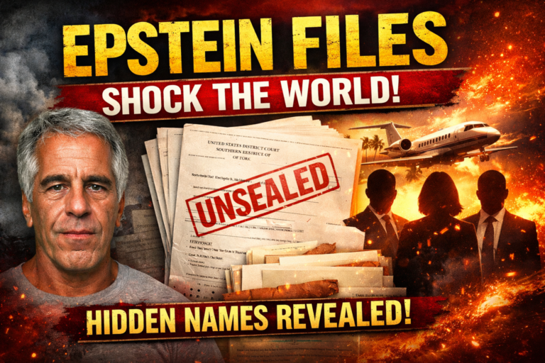 Epstein Files revealed with unsealed court documents and Jeffrey Epstein investigation news graphic