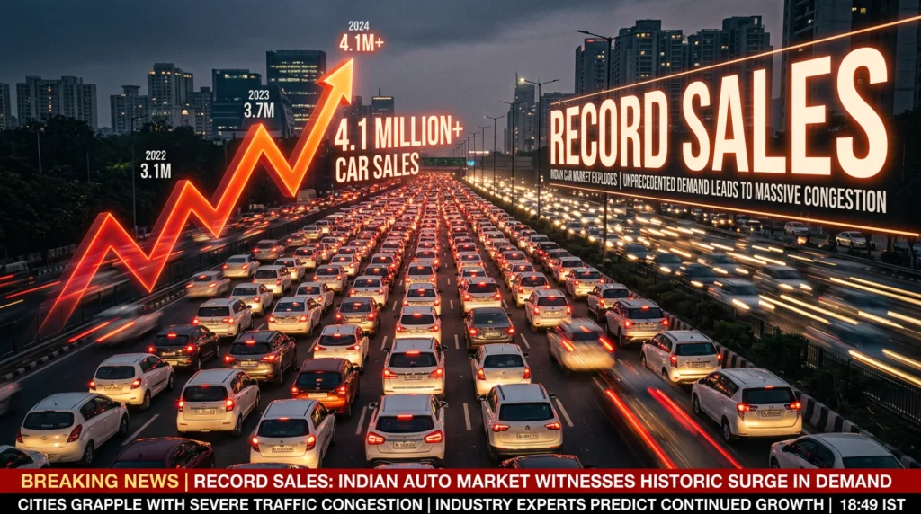 car sales India record surge 47 lakh FY26 highway traffic growth chart
